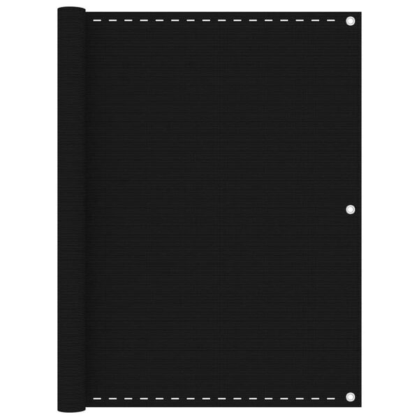 vidaXL ساتر شرفة أسود 120×600 سم HDPE