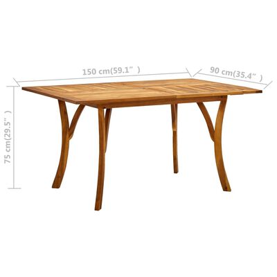 vidaXL طاولة حديقة 150×90×75 سم خشب أكاسيا صلب