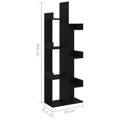 vidaXL خزانة كتب أسود 48×25.5×140 سم خشب صناعي