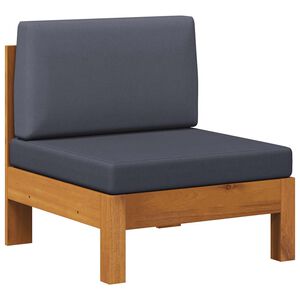 vidaXL أريكة وسطى مع وسائد رمادي داكن خشب أكاسيا صلب