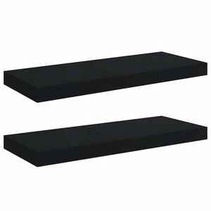 vidaXL رفوف جدارية عائمة، قطعتان، أسود، 60&times;23.5&times;3.8 سم، مصنوعة من خشب MDF