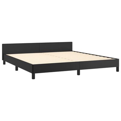vidaXL إطار سرير مع ظهر سرير أسود 180×200 سم جلد صناعي
