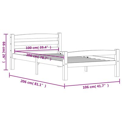 vidaXL إطار سرير خشب صنوبر صلب 200x90 سم