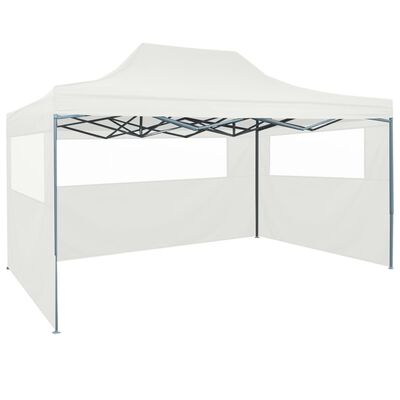 vidaXL خيمة حفلات قابلة للطي مع 3 جدران جانبية 3×4.5 م أبيض