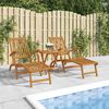 كراسي استرخاء vidaXL Outdoor مع مساند للقدمين وطاولة خشب سنط صلب
