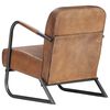 vidaXL كرسي استرخاء بذراعين جلد طبيعي بني فاتح