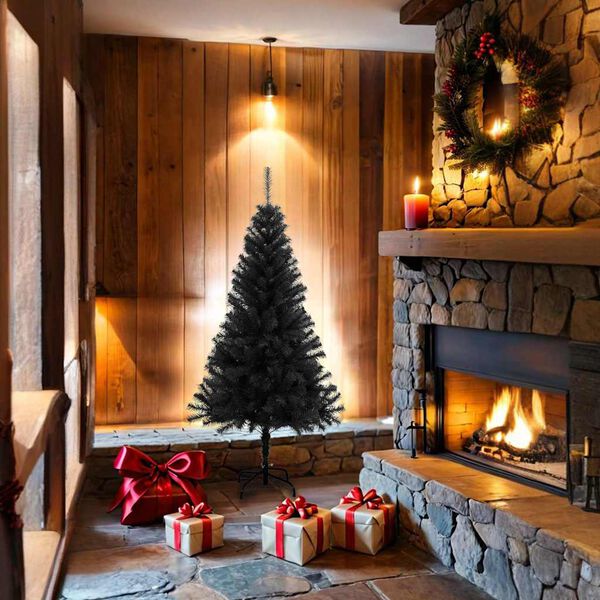 vidaXL شجرة كريسماس صناعية مع حامل أسود 150 سم PVC