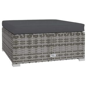 vidaXL مسند قدم حديقة مع وسادة رمادي 70&times;70&times;30 سم بولي روطان