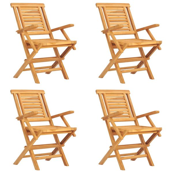 vidaXL طقم سفرة حديقة 5 قطع خشب ساج صلب