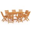 3059578 vidaXL 9 Piece Garden Dining Set Solid Teak Wood (43034+4x315105) - Untranslated