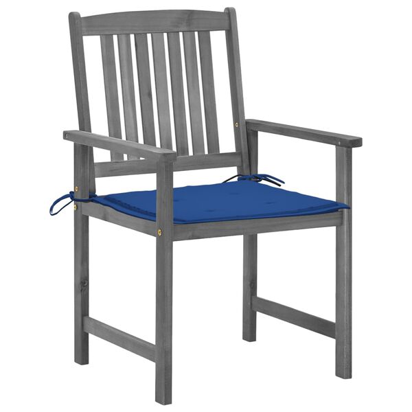 vidaXL كراسي حديقة مع وسائد 4 قطع لون رمادي خشب أكاسيا صلب