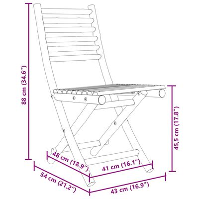 vidaXL كراسي حديقة قابلة للطي 8 قطع 88x54x43 سم خيزران