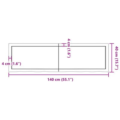 vidaXL رف حائط لون بني فاتح 140*40*(2-4) سم خشب بلوط صلب معالج