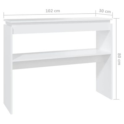 vidaXL طاولة كونسول أبيض 102×30×80 سم خشب صناعي