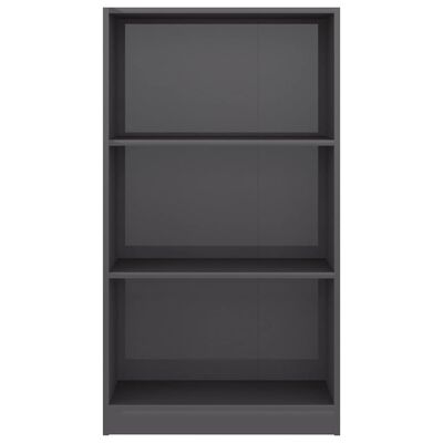 vidaXL 800872 vidaXL 3-Tier Book Cabinet High Gloss Grey 60x24x109 cm Engineered Wood