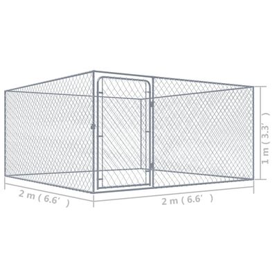 vidaXL بيت كلب خارجي فولاذ مجلفن 1x2x2 م