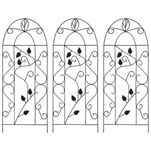 vidaXL حامل تسلق نباتات 3 ق أسود 40&times;100 سم حديد