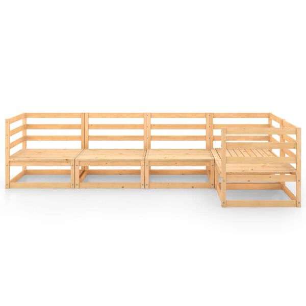 vidaXL 3075554 VidaXL طقم جلسة حديقة 5ق خشب صنوبر صلب (805675+805705)