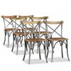 274909 vidaXL Dining Chairs 6 pcs Solid Mango Wood and Steel Cross Back (244592x3) - Untranslated