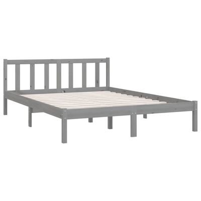 vidaXL إطار سرير خشب صنوبر صلب رمادي 160×200 سم