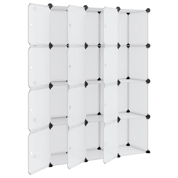 vidaXL منظم مكعبات تخزين مع 12 مكعبًا وأبوابًا شفافة من البولي بروبيلين