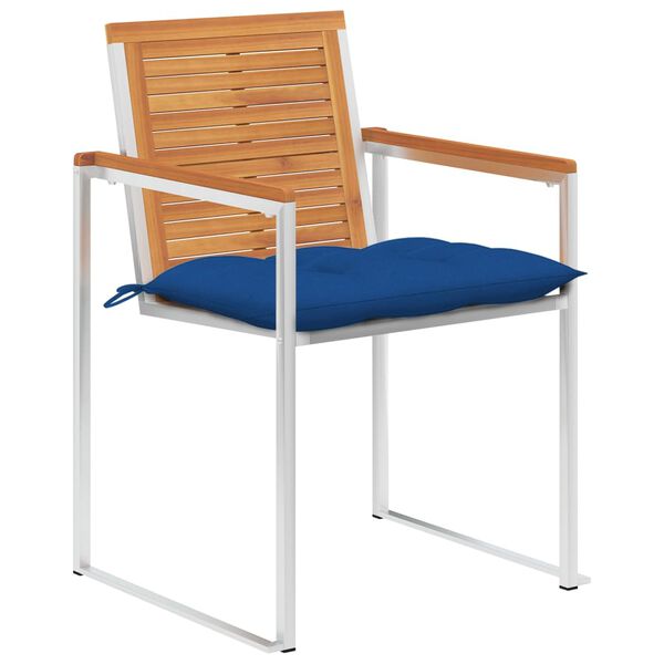 vidaXL كراسي حديقة 8 قطع مع وسائد خشب أكاسيا صلب