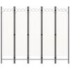 vidaXL مقسم غرفة ذو 5 ألواح أبيض 200×180 سم