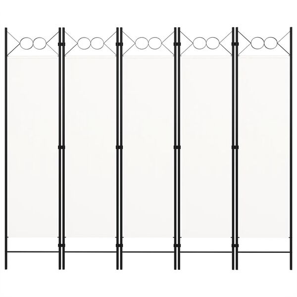 vidaXL مقسم غرفة ذو 5 ألواح أبيض 200×180 سم