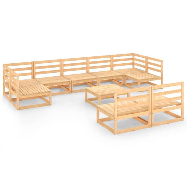 vidaXL عدد 10 قطع طقم جلسة حديقة خشب صنوبر صلب