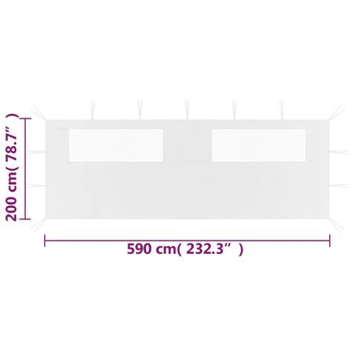 vidaXL جدران جازيبو جانبية مع نوافذ 2 ق 3×2.1 م أبيض 70 جم/م²