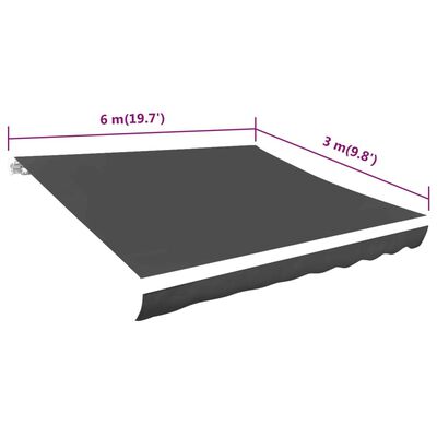 vidaXL سقف مظلة شمسية قماش أنثراسيت 600×300 سم