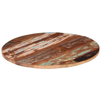 vidaXL سطح طاولة دائري 80 سم 25-27 ملم خشب صلب مستصلح