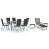 3070646 vidaXL 10 Piece Garden Dining Set Black and Silver (312183+312199+312204) - Untranslated