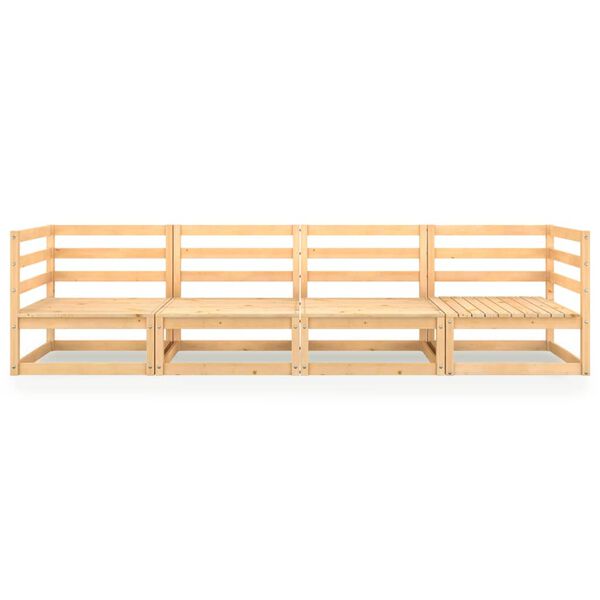 vidaXL أريكة حديقة 4-مقاعد خشب صنوبر صلب