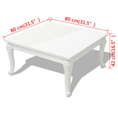 vidaXL طاولة قهوة 80×80×42 سم أبيض شديد اللمعان