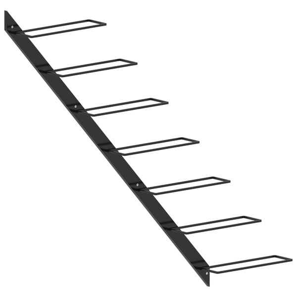 vidaXL حامل نبيذ مثبت على الحائط يتسع لـ 7 زجاجات معدن أسود