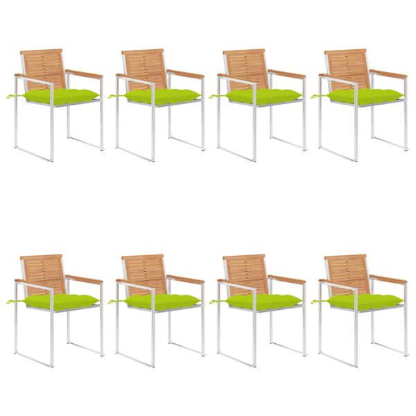 vidaXL كراسي حديقة 8 قطع مع وسائد خشب ساج صلب