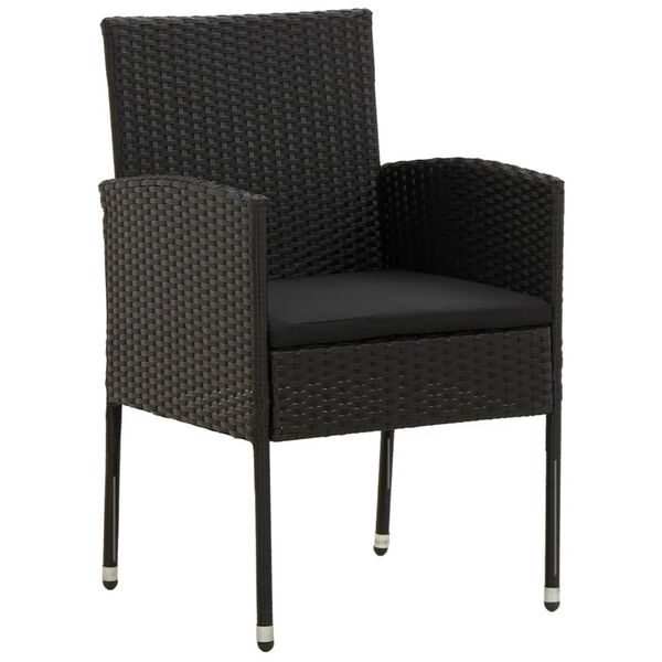 vidaXL طقم سفرة حديقة 9 قطع بولي روطان لون أسود