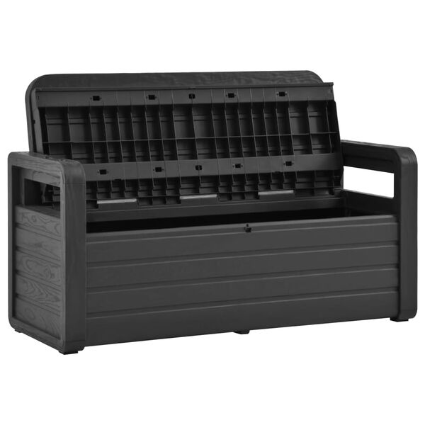 vidaXL مقعد تخزين حديقة 132.5 سم بلاستيك أنتراسيت