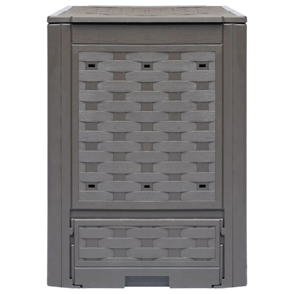 vidaXL سلة حديقة كمبوستر 3 ق بني 60×60×83 سم 900 لتر روطان بلاستيك