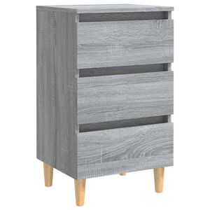 vidaXL خزانة سرير بأرجل خشب صلب سونوما رمادي 40&times;35&times;69 سم
