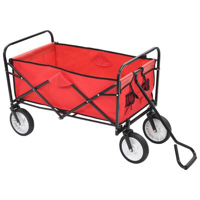 vidaXL عربة يد فولاذية قابلة للطي باللون الأحمر
