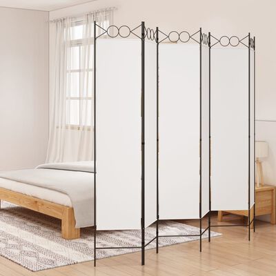 vidaXL مقسم غرفة 6-ألواح أبيض 240×200 سم قماش
