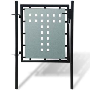 vidaXL بوابة سياج مفردة أسود 100&times;125 سم