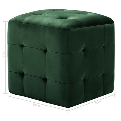 vidaXL خزانات سرير جانبية قطعتان أخضر 30x30x30 سم قماش مخملي vidaXL