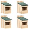 vidaXL بيوت عصافير 4 ق 12&times;16&times;20 سم خشب تنوب