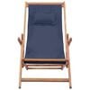 vidaXL كرسي شاطئ قابل للطي قماش مع إطار خشبي أزرق