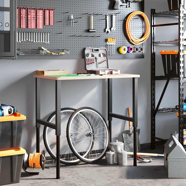 vidaXL إطارات طاولة عمل قابلة للتعديل 2 ق معدن 55&times;(69-95.5) سم أسود