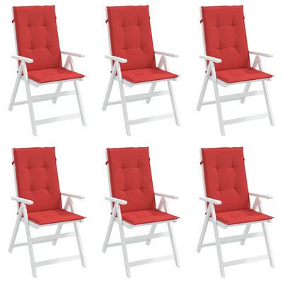 vidaXL وسائد كرسي حديقة 6 ق أحمر 120×50×3 سم