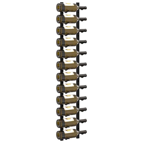 vidaXL حاملات نبيذ مثبتة على الحائط متسعة لـ 12 قارورة 2 ق حديد أسود